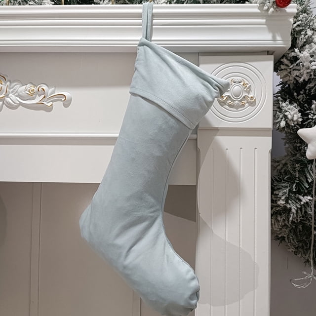 Calcetines navideños de terciopelo para colgar en el árbol (1 unidad, 40,64 x 15,24 cm), color azul. Ideales para decorar el árbol de Navidad Rkxzt