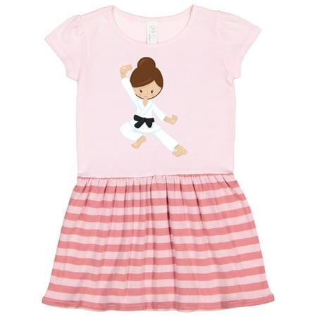 

Inktastic Cute Girl Brown Hair Black Belt Karate Pose Gift Toddler Girl Dress