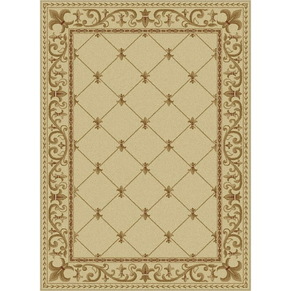 Tayse Sensation Area Rug 4882 Traditional Ivory Flur De Lis Lines 5' 3" x 7' 3" Rectangle