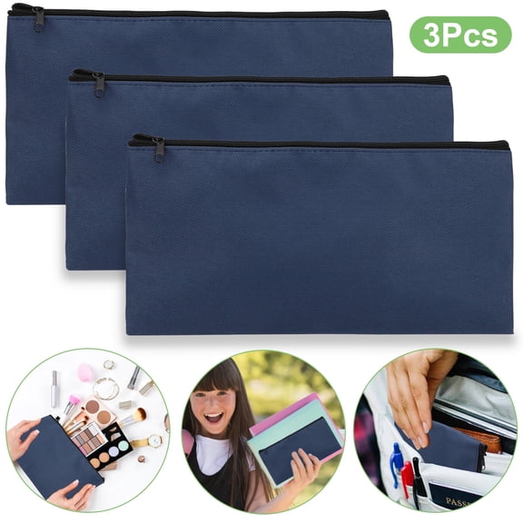 TSV 3pcs Deposit Bags, Bank Pouch Waterproof Zipper Cash Organizer
