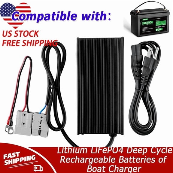 12V 20A Charger Compatible with Lithium LiFePO4 Deep Cycle Rechargeable Batteries of Boat