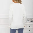 thumbnail image 5 of Qulqfy White Women Sweaters Knit Pullover Crew Neck Going Out Valentines Long Sleeve Shirts Light Weight Sweater for Women M, 5 of 9