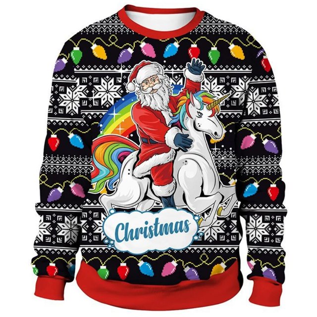 Nueva sudadera navideña para hombre, ropa gráfica de Papá Noel, camisetas de manga larga de gran tamaño, Jersey Universal de moda para hombre/mujer
