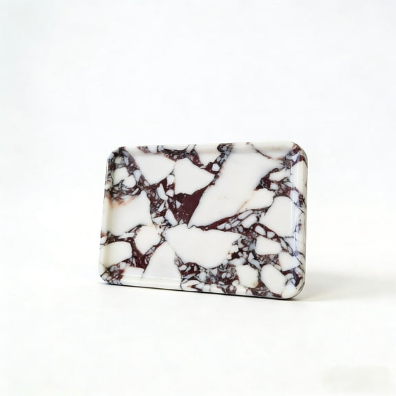 Calacatta Violet Luxurious Natural Stone Rectangular Vanity Tray - Non-Resin Storage Tray for Bathroom, Kitchen, Dresser & Home Decor