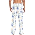 thumbnail image 4 of Blue Flower and Leaves joogoo Men's Pajama Pants Cotton Long Sleepwear Lounge Pants M, 4 of 7