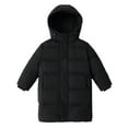 thumbnail image 2 of Parkas de manga larga de invierno para niños y niñas, de color sólido, gruesas, con capucha, cálidas, de plumón medio a largo, para niños, tops de algodón para niños, 2 of 6