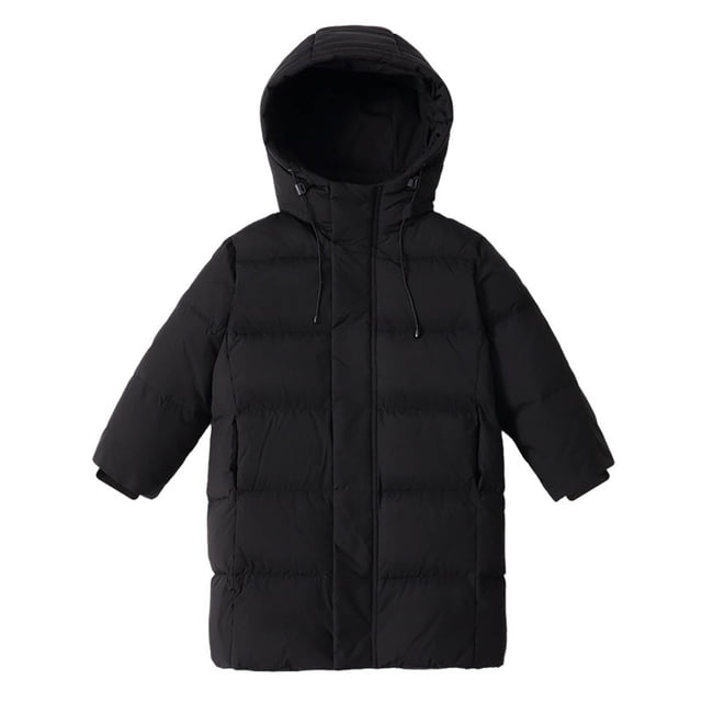 RXMEKW Winter Jackets for Girls, Solid Color Thick Hooded Warm Mid to Long Down Jacket