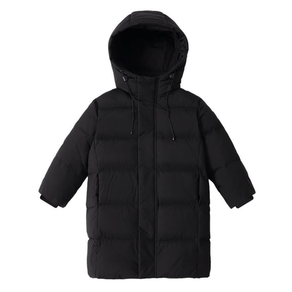 ATOGUTA Puffer Jacket Boys Insulated Long Quilted Winter Down Coat Warm Hooded Parka Snow Coats Size 4T-13, Black