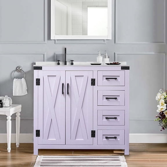 Dreamwerks Lilac Bathroom Vanity, 36 in. W x 21.5 in. D x 33.5 in. H, Cultured Marble Top