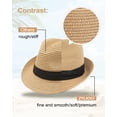 thumbnail image 4 of Zylioo Small Size Straw Fedora Hat Packable Short Brim Roll Up Trilby Hat Petite Heads Summer Beach Sun Hat UPF 50+, 4 of 7