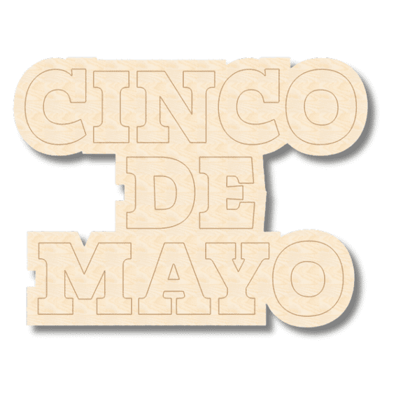 Unfinished Wood Etched Cinco De Mayo Shape 18" / 1/8"