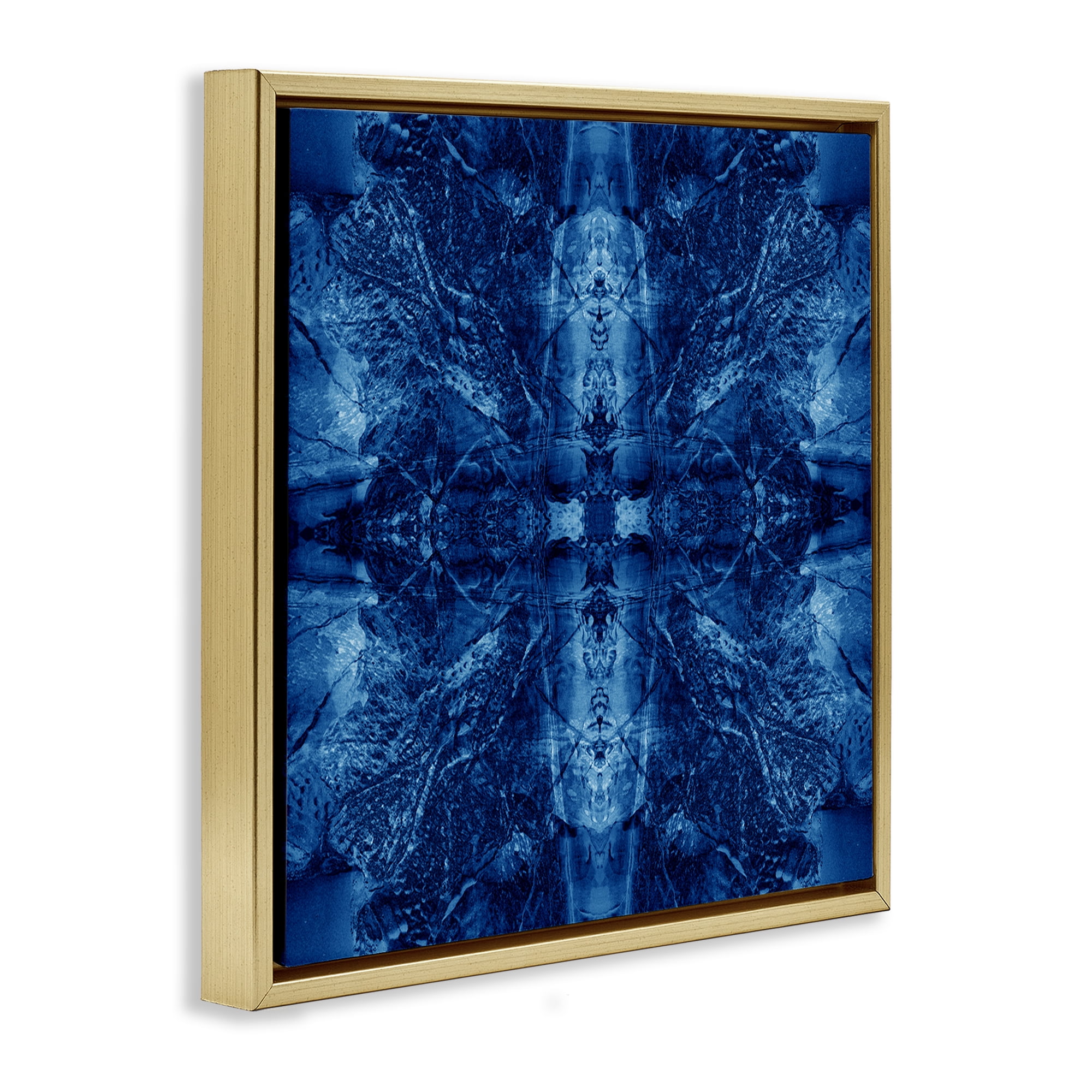 Stupell Industries Balanced Tie Dye Pattern Abstract Painting Gold Floater Framed Canvas Art Print Wall Art, 18 x 18