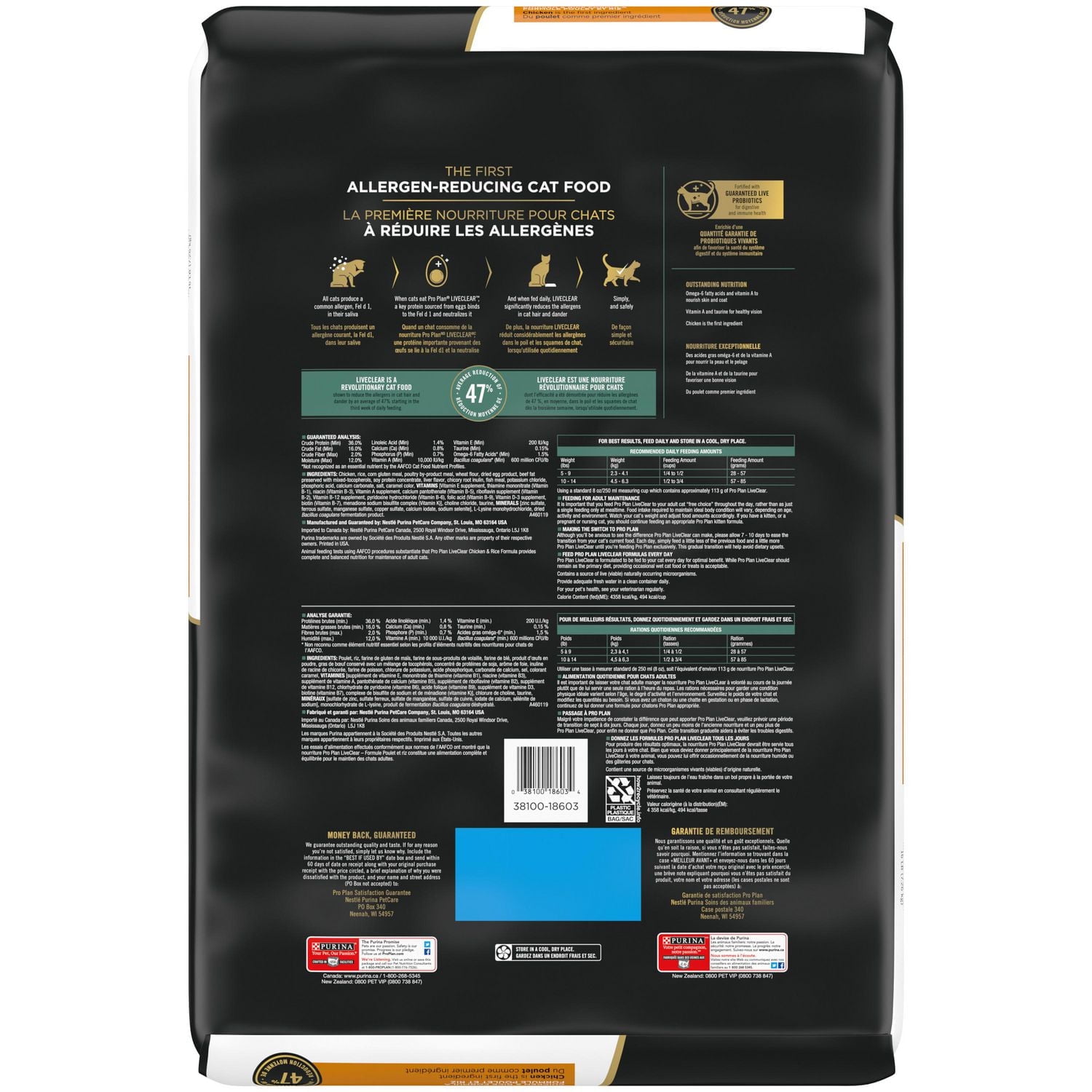 Purina Pro Plan Spécialisée LiveClear Formule Poulet et Riz, Nourriture Sèche pour Chats