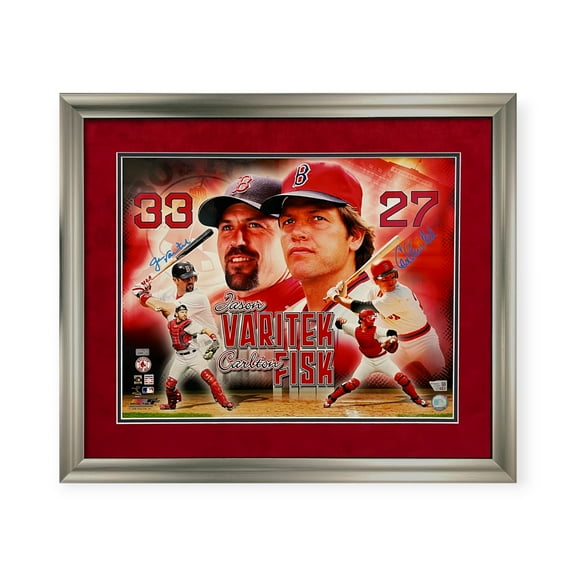 Jason Varitek Carlton Fisk Red Sox Autographed 16x20 Photo Framed to 20x24 Fanatics