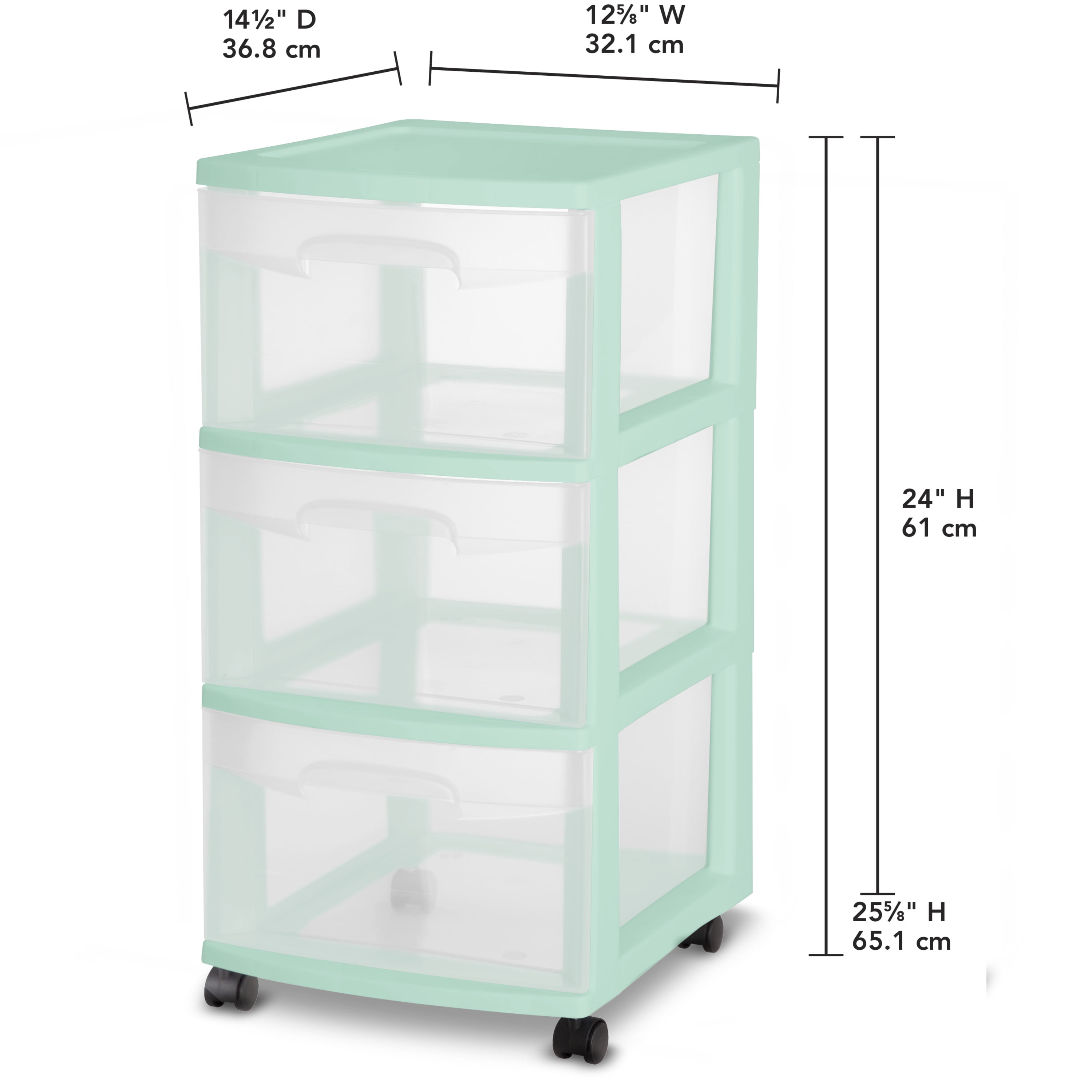 Sterilite Wide 3 Drawer Storage Cart, Plastic Rolling Cart With Wheels To  Organize Clothes In Bedroom, Closet, White With Clear Drawers, 2-pack :  Target