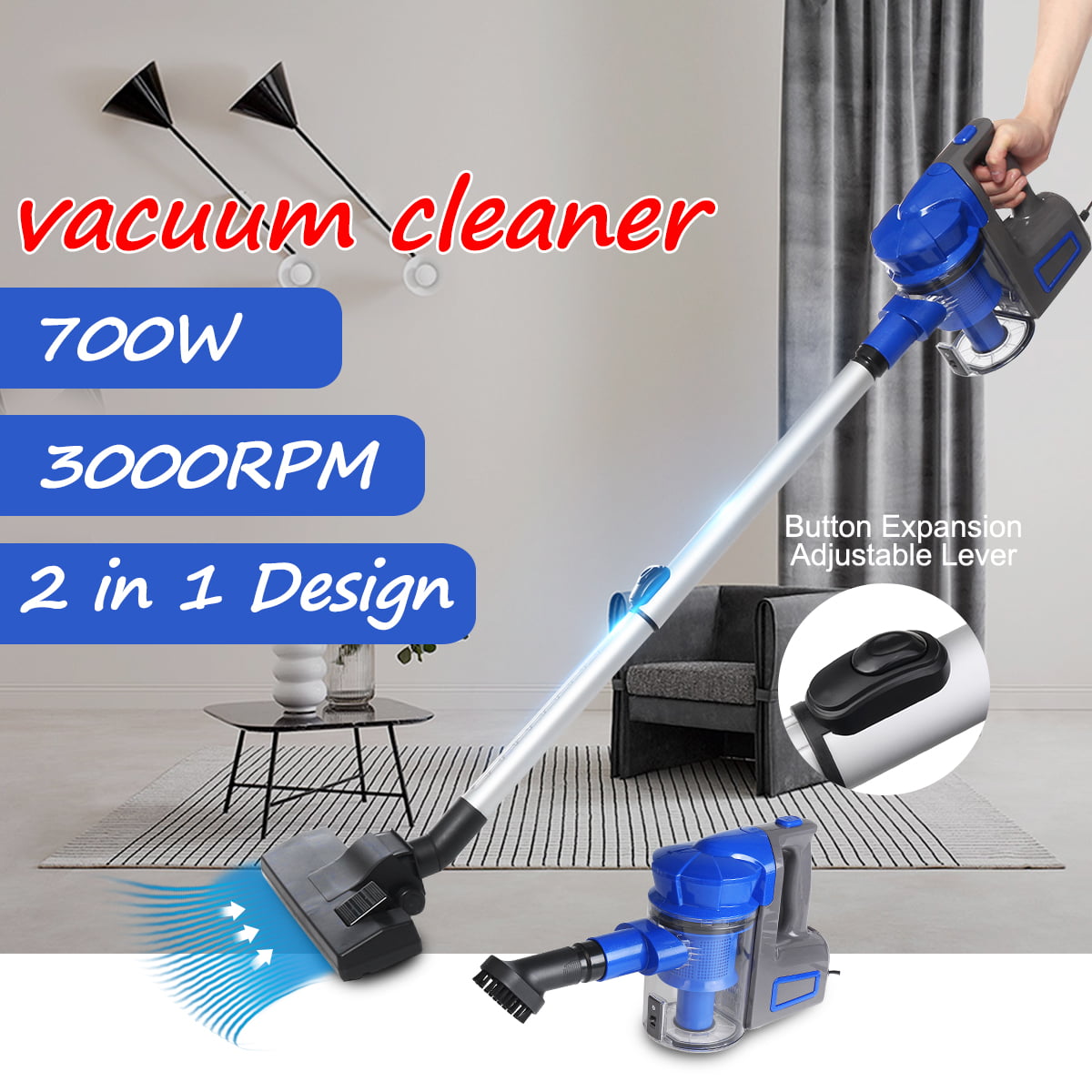 Handheld Home Corded Vacuum Cleaner Carpet Sofa Mattress Curtain Floor Brush 