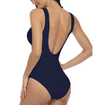 thumbnail image 3 of Hilor Women's One Piece Swimsuit Plunge V Neck Monokini Sexy Low Back Mesh Swimwear Bathing Suits, 3 of 8