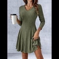 thumbnail image 4 of Vestido de Suéter de Larga, Vestido de Otoño, Cuello Redondo, Cintura Alta, Vestido Ajustado, Vestido Casual para Mujer Verde XL, 4 of 9