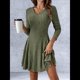 thumbnail image 4 of Vestido de Suéter de Larga, Vestido de Otoño, Cuello Redondo, Cintura Alta, Vestido Ajustado, Vestido Casual para Mujer Verde XXL, 4 of 9