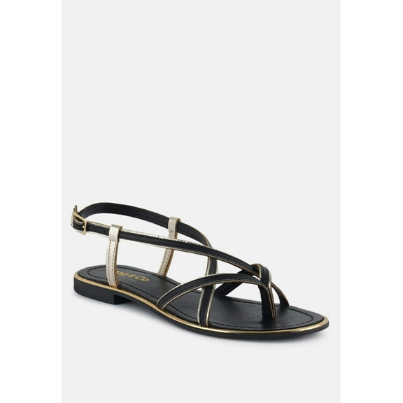 PHEOBE Strappy Black Flat Sandals