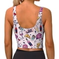 thumbnail image 3 of Bixox Women's Wine Pattern Fitness Navel Tank Top U-Back Yoga Tank Top Sweatshirt Sports Bra, 3 of 7