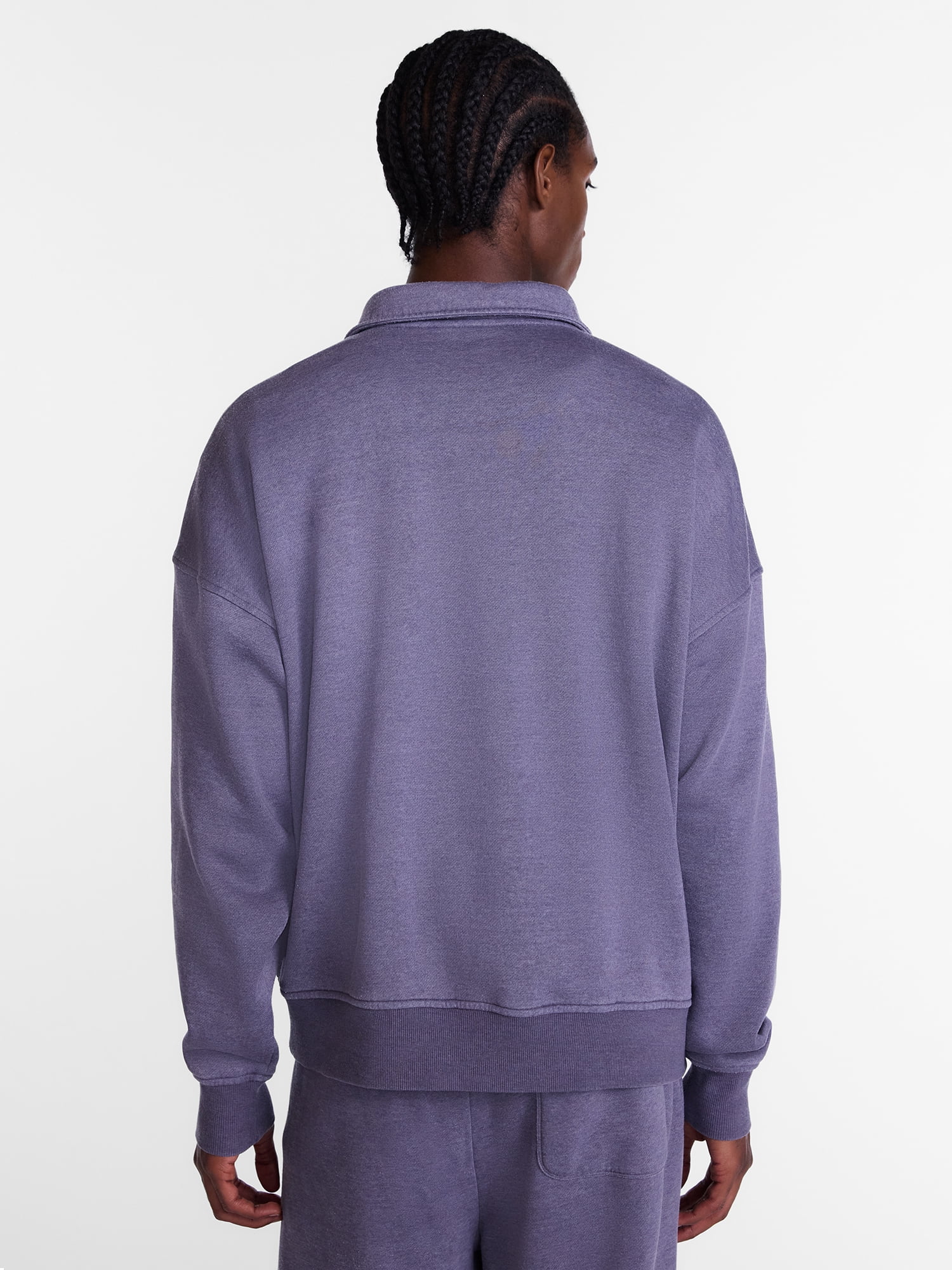 No Boundaries Boxy Fit Quarter Zip Fleece Sweatshirt with Long Sleeves, Men's XS-4XLT