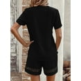 thumbnail image 3 of ZOELNIC Womens Fashion 2 Piece Outfits Lace V Neck Short Sleeve Tops Set Matching Shorts Lounge Sets, 2XL, 3 of 4