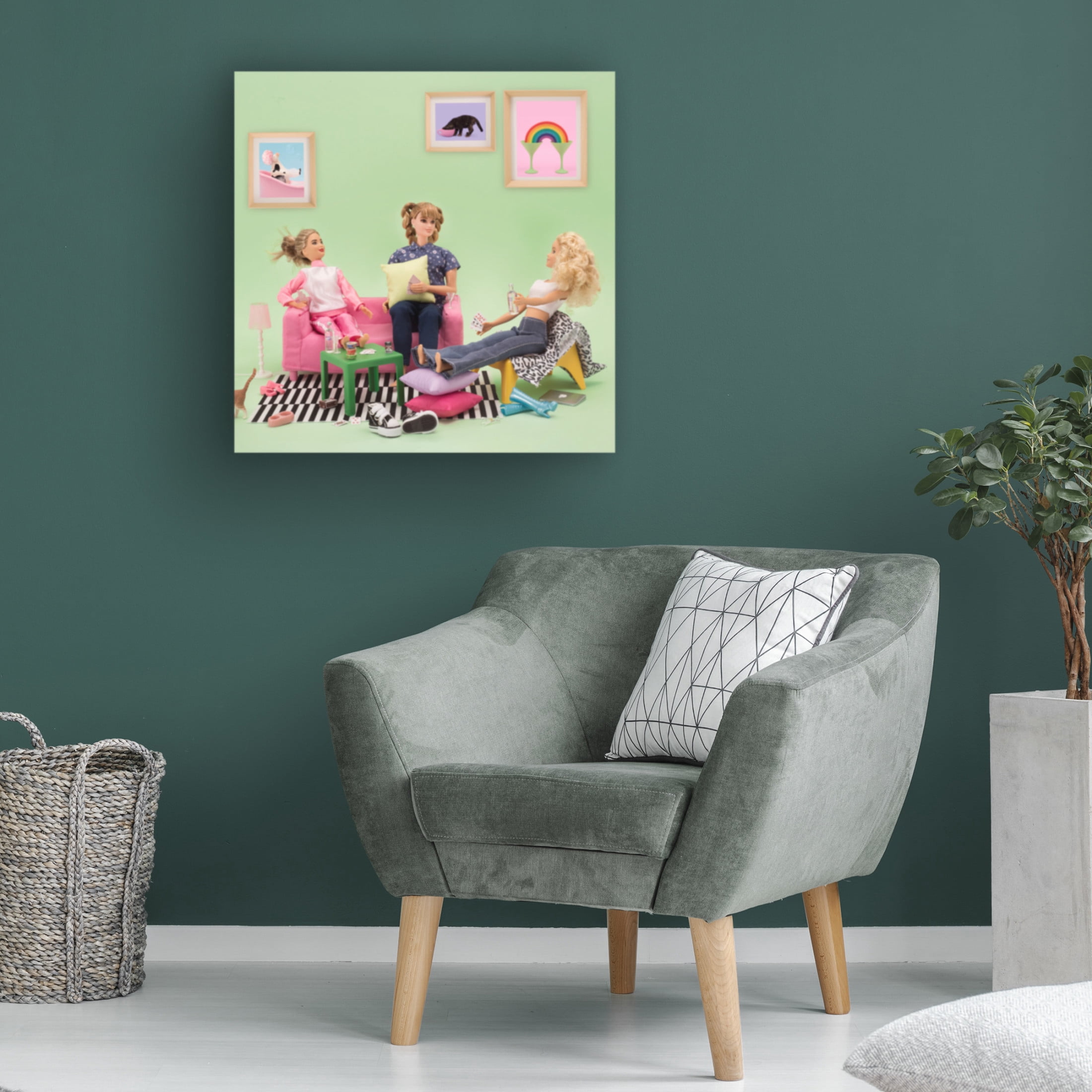 Canvas Wall Art - Julia Ramiro 'Let S Stay Home' Wall Art for Living Room, Bedroom, or Office Décor by Trademark Fine Art - 35 x 35 Inches