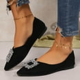 thumbnail image 5 of hopeusnice Women's Rhinestone Buckle Pointed Toe Flats Slip On Shoes Comfortable Low Heel Ballerinas Elegant Wedding Party Dress Shoes Black 36, 5 of 9