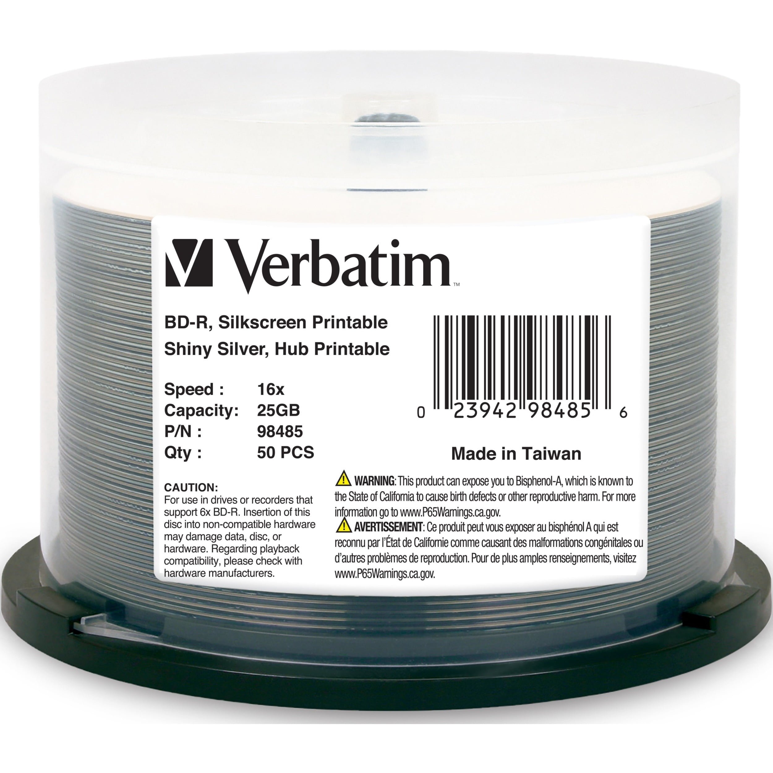 Verbatim Blu-ray Recordable Media - BD-R - 6x - 25 GB - 50 Pack Spindle