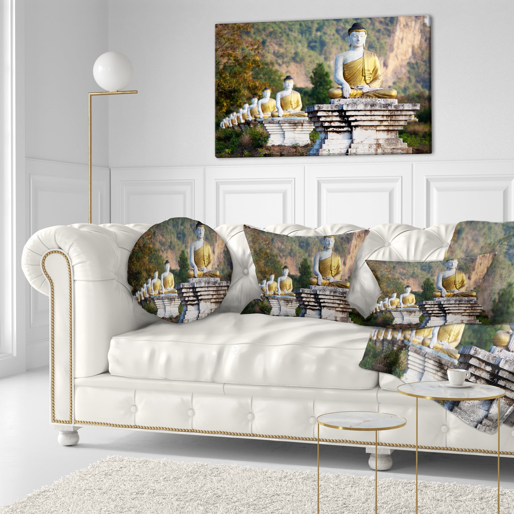 Designart 12" x 20" Gold Polyester Throw Pillow