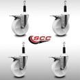 thumbnail image 2 of 5 Inch SS Nylon Swivel 7/8 Inch Expanding Stem Caster Set Total Lock Brake, 2 of 2