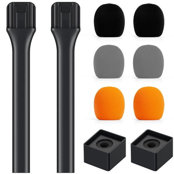TONOR 2-Pack Microphone Handles for RODE and DJI Wireless Mic, Handheld Interview Mic Stand with Mic Flag Stations for Wireless GO, Rig for