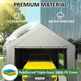 thumbnail image 4 of MUCHANT 12'x20' Heavy Duty Carport Canopy with Enhanced Four-Hole Base and Side-Opening Door, Portable Carports Garage for Pickup, Car, Boat, 4 of 6