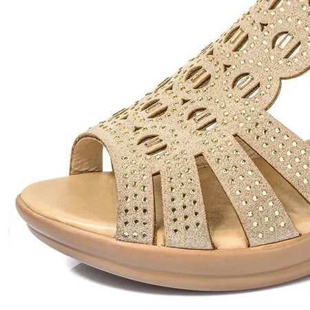 

Women s Sandals Summer Wedge Heel Back Zipper Casual Sandals for Indoor Outdoor Shoes 38 Black