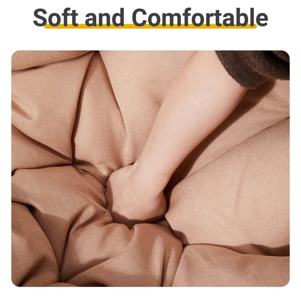 38" Ergonomic Swivel Wicker Papasan Chair with Thick Tufted Cushions, 360 Degree Rotatable Chairs for Living Room Bedroom Reading Room, Beige Cushion