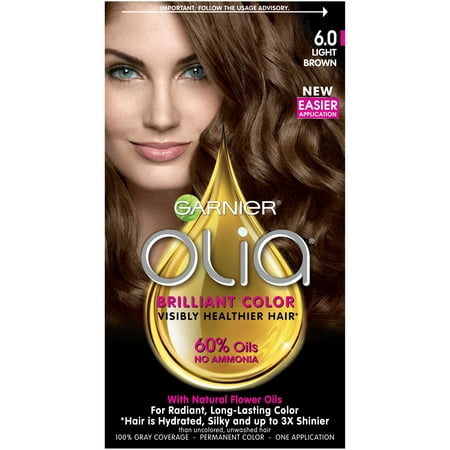 Garnier Olia Oil Powered Permanent Hair Color, 6.0 Light Brown, 1