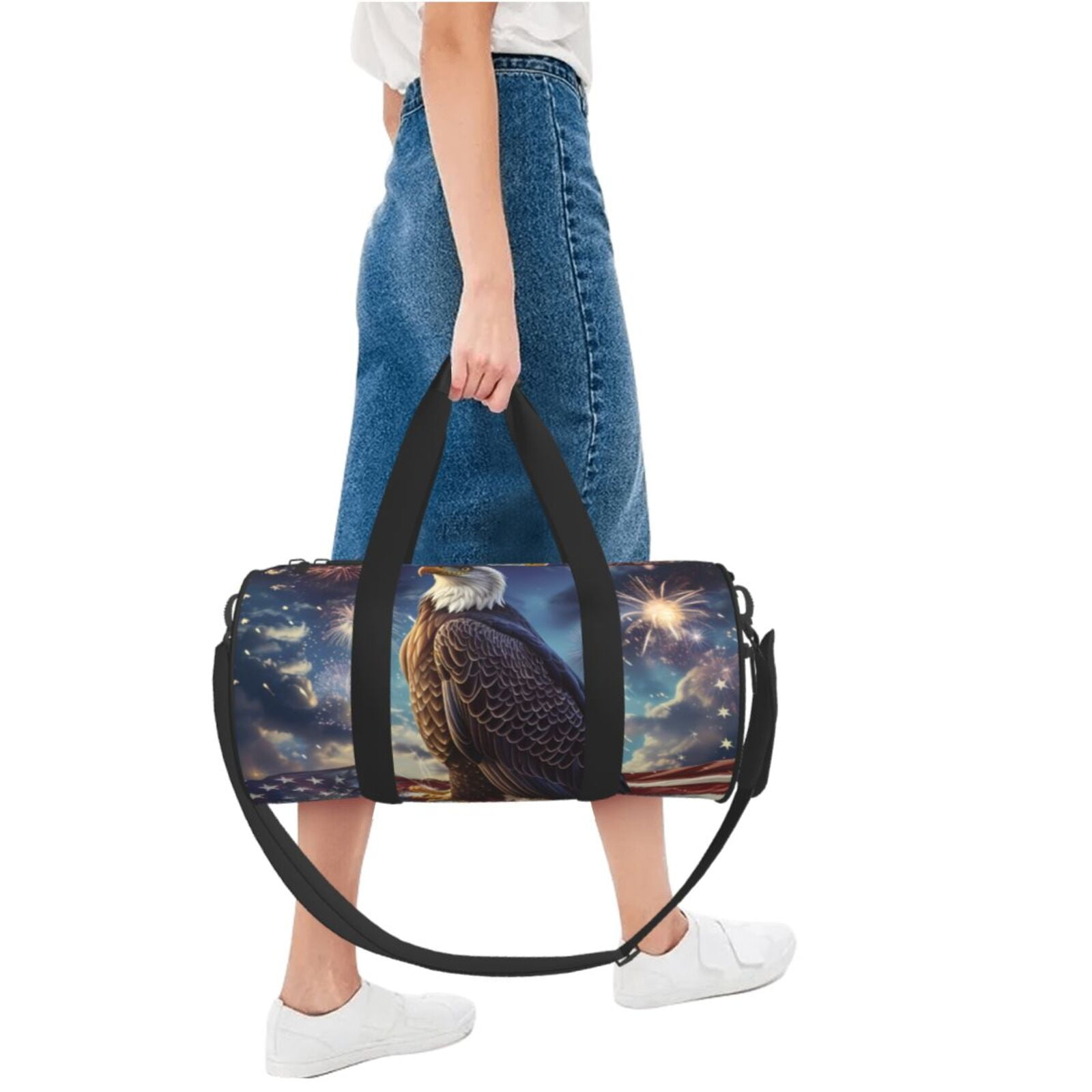 Vsdgher Night Sky Bald Eagle 45L Foldable Duffel Bag, Sports Gym Bag,Overnight Bag, Portable Weekender Bag for Airplanes