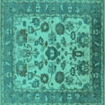 thumbnail image 1 of Ahgly Company Machine Washable Indoor Square Oriental Turquoise Blue Industrial Area Rugs, 3' Square, 1 of 4