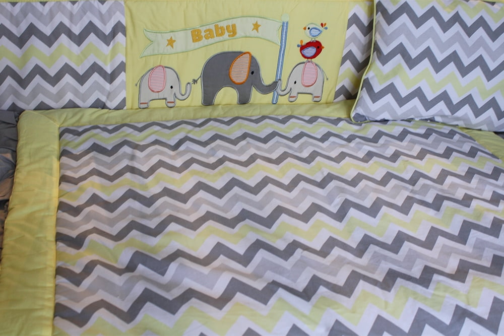 purple and yellow crib bedding