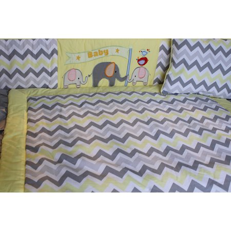 Babyfad Elephant Zigzag Yellow 10 Piece Crib Bedding Set Walmart