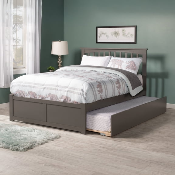 AFI Mission King Wood Platform Bed with Footboard and Twin XL Trundle, Grey