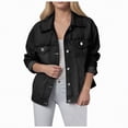 thumbnail image 4 of Towmus Casual Denim Jacket for Women Oversized Button Down Collared Long Sleeve Shirts Lightweight 2025 Fall Jackets, 4 of 9