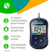 OneTouch Ultra Plus Flex Bonus Pack | 1 Blood Glucose UPF Meter, 1 Delica Plus Lancing Device, 10 Delica Plus 33g Lancets & Carrying Pouch