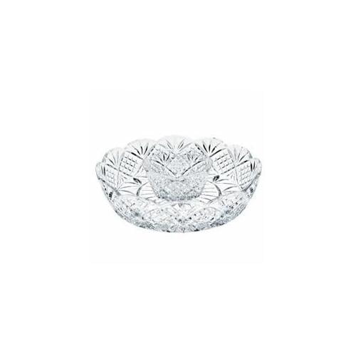 12" Dublin Starburst Design Large Leaded Crystal Chip & Dip Serving