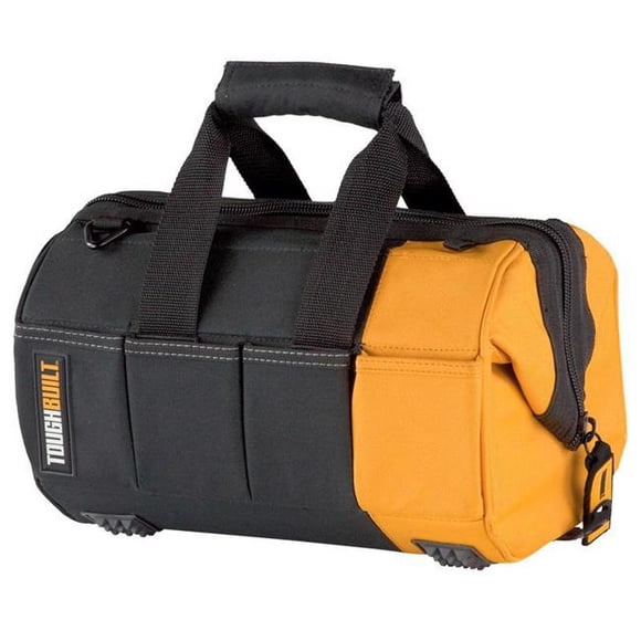 Toughbuilt 2021887 8.75 x 12 x 5.4 in. Polyester Massive Mouth Tool Bag with 32 Pocket, Black, Gray & Orange
