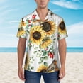 thumbnail image 2 of Xecao Sunflowers Leaves And Birds print Hawaiian shirt - a stylish short-sleeve button-down for men, perfect for casual beach and tropical outings., 2 of 9