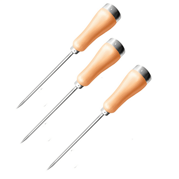 Ice Pick Tool with Stainless Steel Needle Wooden , for Breaking Ice in Freezer for Kitchens, Bars Camping 3pack,3 * Ice Pick Tool,Silver & Wood