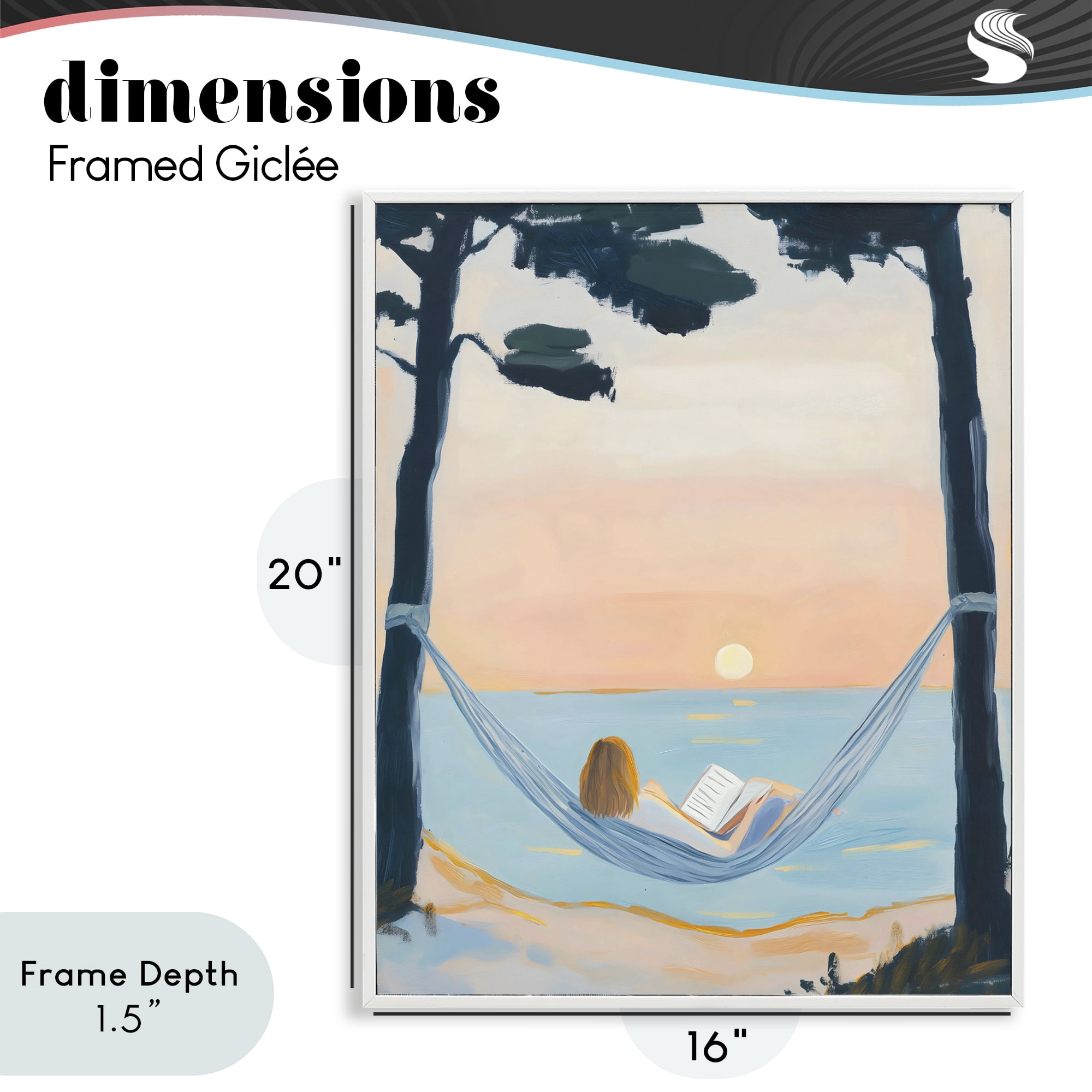 Stupell Industries Reading At Sunset in Hammock White Framed Giclee Art, design by The Prints Vibe