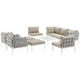 thumbnail image 2 of Modway Harmony 10 Piece Outdoor Patio Aluminum Sectional Sofa Set in White Beige, 2 of 9